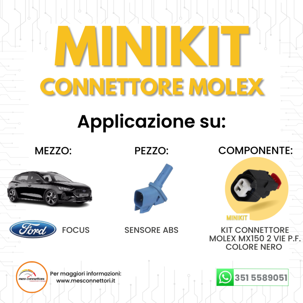 kit connettore MOLEX serie MX150 – 2 vie p.f. nero