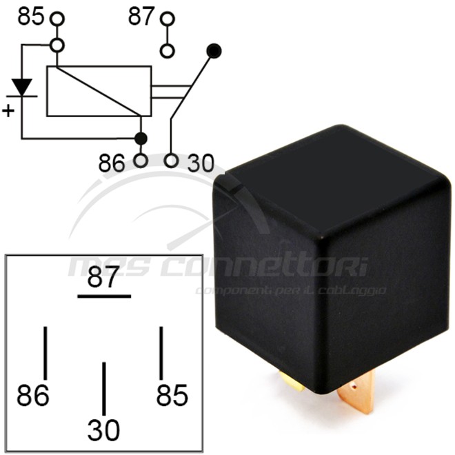 relè di potenza 12V 70A con diodo e staffa removibile