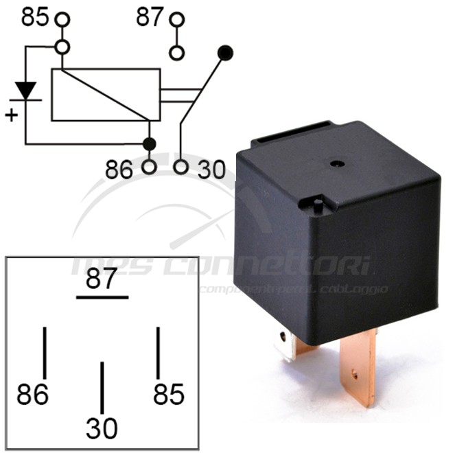relè di potenza 24V 50A con diodo e staffa removibile