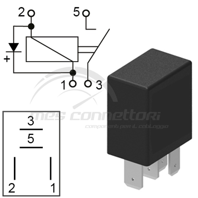 micro relè 12V  25A con diodo normalmente aperto