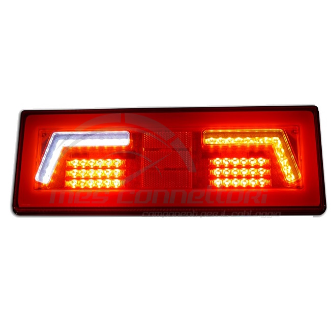 fanale rettangolare DX slim 12-24 volt posizione-freccia dinamica-stop-retromarcia-fendinebbia