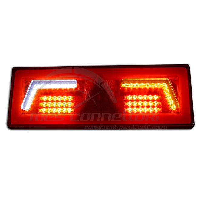 fanale rettangolare DX slim 12-24 volt posizione-freccia dinamica-stop-retromarcia-fendinebbia-triangolo