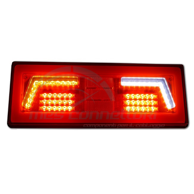fanale rettangolare SX slim 12-24 volt posizione-freccia dinamica-stop-retromarcia-fendinebbia