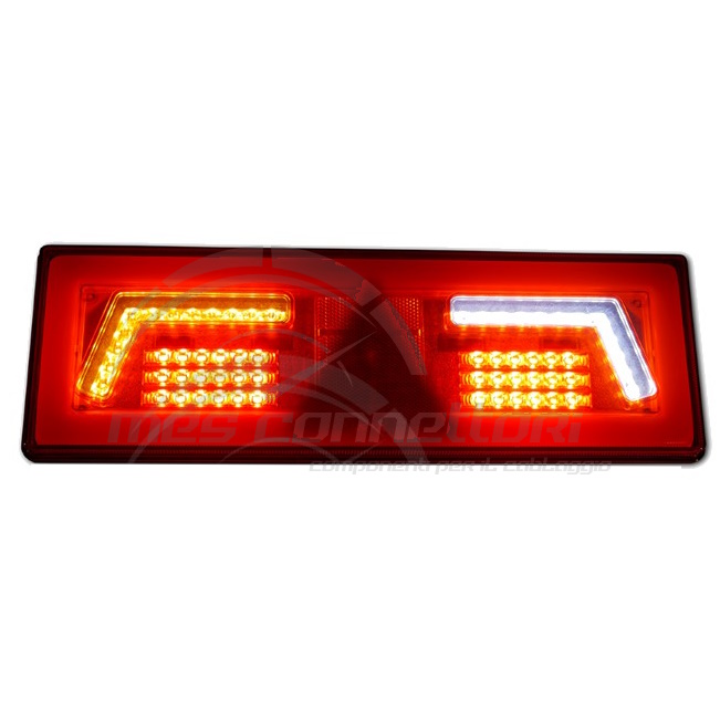 fanale rettangolare SX slim 12-24 volt posizione-freccia dinamica-stop-retromarcia-fendinebbia-triangolo
