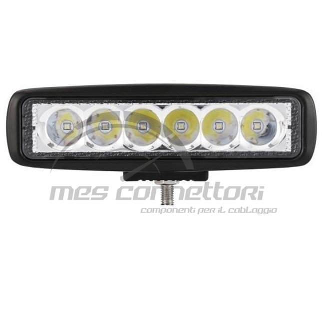 faro lavoro 6 led (fila singola) rettangolare 10-30v 18watt