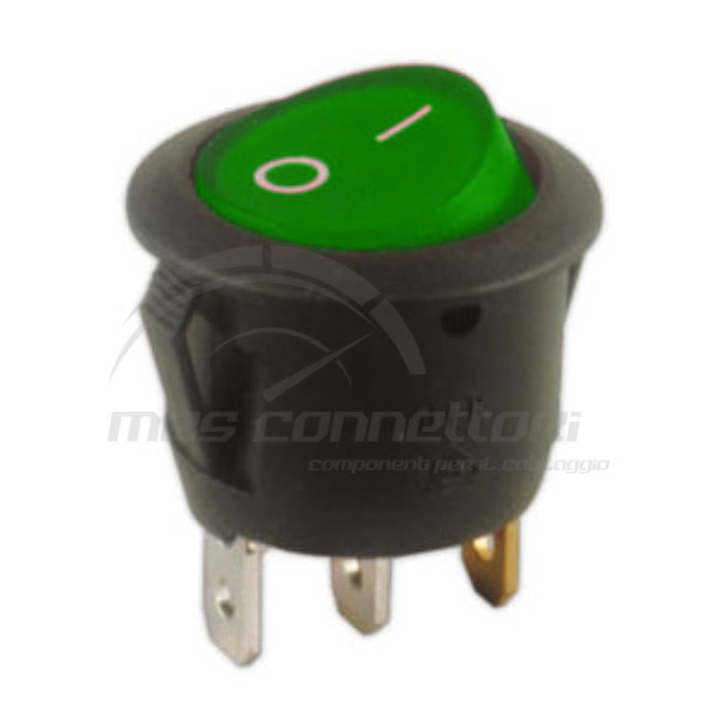 interruttore basculante 12V spia luminosa verde (foro 20.2 mm)