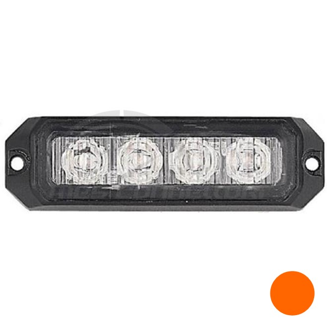 luce strobo 4 led arancio 12-24volt - 4 funzioni