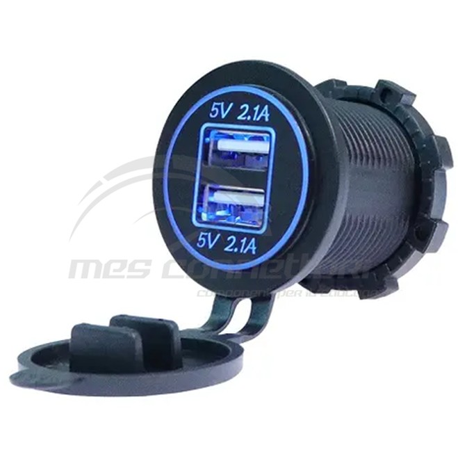 PRESA CON DOPPIA USB type A 12/24V, 2.1+2.1A