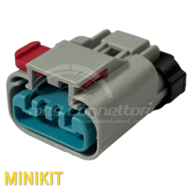 kit connettore FCI APEX serie 2.8 sealed - 4 vie p.f. grigio con secondary lock azzurro, polarizzazione ''B''
