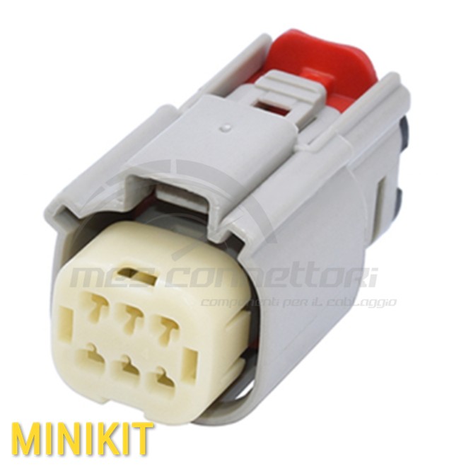 Kit connettore Molex serie MX150 - 6 vie p.f. grigio con CPA