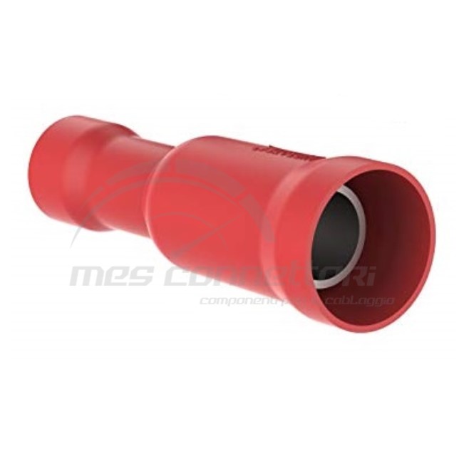 Spina Cembre femmina preisolata, diametro 4mm RINFORZATO - rosso